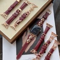 ราคา Rose Gold Angora สายหนังสีแดงสําหรับ iwatch Series Ultra/11/10/9, 18/20/22 มม.สายนาฬิกาสากล, เหมาะสําหรับ xiaomi band 8/9Pro (25897092752)