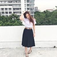 ราคา ส่งต่อ กระโปรงนักศึกษา พลีทยาว พลีทสีดำ พลีทสีกรม (11942375357)