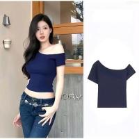 ราคา ที (พิมพ์ 1) เสื้อแขนกุดเปิดไหล่ผู้หญิงวัสดุยืดยืดหยุ่นเสื้อยืดเปิดไหล่ผู้หญิง (42101390339)