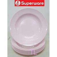 ราคา ซุปเปอร์แวร์จานทรงลึก 9นิ้ว 6ชิ้นสีโอลด์โรสกลม superwareเกรดA เมลามีน100% (14984206268)
