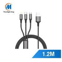 ราคา Hxun สายชาร์จ 3in1 สำหรับ iPhone /Android/ TYPE-C ความยาว 1.2m for iPhone Samsung 6 รุ่น DS-02 (11224788497)