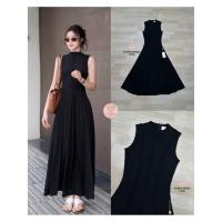 ราคา D3 งานป้าย Athena Dress เดรสยาวแขนกุดผ้ายืดหยุ่น สีดำ สำหรับผู้หญิง เสื้อผ้าแฟชั่นผู้หญิง ไซส์ S-XL (54657280865)