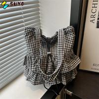 ราคา กระเป๋าสะพาย SUYO,กระเป๋าโท้ทใบบัวพิมพ์ลาย,กระเป๋าสะพายข้างเชือกรูดลายสก๊อตความจุขนาดใหญ่ลําลองสาว (50508870975)