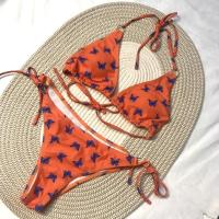 ราคา บิกินี่ ทูพีช bikini two piece ชุดว่ายน้ำทูพีช สีส้มลายผีเสื้อRomwe (14570799200)
