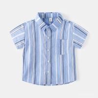 ราคา ชุดเสื้อแขนสั้นสำหรับเด็กผู้ชาย สไตล์บางฤดูร้อน เสื้อเชิ้ตลายทางสำหรับเด็กเล็ก ชุดฤดูร้อน คอปกพับ สไตล์เกาหลี ทันสมัย (29325297032)