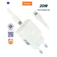 ราคา ชุดชาร์จ หัว+สาย d-power AP-21 ชาร์จเร็ว 20W (29989850235)