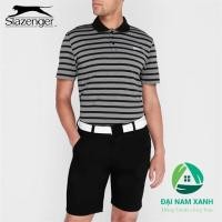 ราคา เสื้อยืดโปโลผู้ชาย Slazenger Stripe ไซส์ยุโรป (ดํา/ขาว) (45154193923)