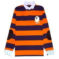 ราคา USED !!!Bape Striped Longsleeve Rugby Polo (28278083673)