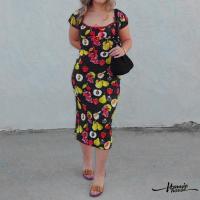 ราคา Hanie House- ชุดเดรสคอตักแขนสั้นผู้หญิงพิมพ์ลายผลไม้ฤดูร้อน Midi Dress (26153246754)