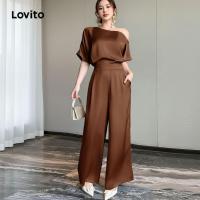 ราคา Lovito จัมป์สูทหรู เปิดไหล่ข้างเดียว สายเดี่ยว สีแดงน้ําตาล ฤดูใบไม้ผลิ/ฤดูร้อน L157ED530 (55454342242)
