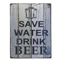 ราคา ป้ายสังกะสีวินเทจ Save Water Drink Beer (ปั๊มนูน), ขนาด 30x40 ซม (3916770232)