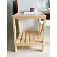 ราคา ชั้นไม้​ท๊อปกระจก​ โต๊ะข้างเตียง​ ไม้สนฟินแลนด์​ 40×40×50 (16536288860)