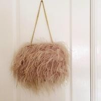 ราคา กระเป๋าขนนกแท้สีชมพูแบรนด์ Topshop pink ostrich feather bag (5751128377)