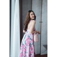 ราคา งานป้าย Linda : เดรสยาวสายเดี่ยวลายดอกชมพู (21212676331)