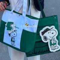 ราคา Starbucks x Snoopy Collab Tote Bag - Large Canvas Commute Organizer กระเป๋าถือผู้หญิงบล็อกสีสีขาว-เขียว (25692925659)