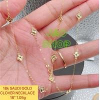 ราคา PAWNABLE 18k SAUDI GOLD CLOVER NECKLACE & BRACELET (40116489808)