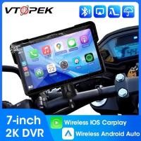 ราคา Vtopek 7" Motorcycle Portable DVR Wireless IOS Carplay Android Auto Navigation GPS Screen IPX7 Wate (42227947157)