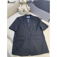 ราคา PRADA /Prada2021SSชุดสูทแขนสั้นส่วนบางสบายๆเสื้อผู้หญิงหลวมป่า (8578231036)