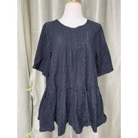 ราคา มินิเดรสเสื้อลูกไม้ดำลายฉลุงานป้ายญี่ปุ่นมือสอง (15216796717)