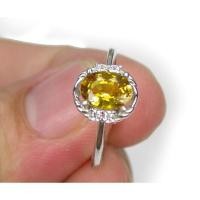 ราคา แหวนเงินแท้ 92.5 พลอยบุษราคัม 1.85 กะรัต Yellow Sapphire สีเหลืองทองสวยไฟดี (922551564)
