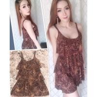 ราคา เดรสสั้นสายเดี่ยวระบายชั้นๆ (7778747352)
