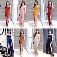 ราคา จั๊มสูทขายาว สายเดี่ยว ชุดออกงาน กางเกงผ่าหน้า 6902 (28773428385)