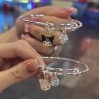 ราคา (YUNITA) BELL BRACELET SANRIO CINNAMOROLL KUROMI MELODY HELLO KITTY CUTE SILVER BANGLE SANRIO CUTE (26631059803)