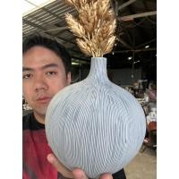 ราคา แจกันดอกไม้เซรามิก ขนาด 8นิ้ว Vase Ceramics ลายสีฟ้าขีดน้ำเงิน ตกแต่งแจกันเซรามิกที่เรียบง่ายให้สวยและทันสมัย ออกใบกำกับ (24636148684)