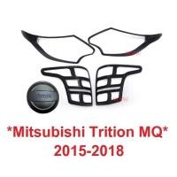 ราคา 1ชุด ครอบไฟหน้า ท้าย Mitsubishi Triton MQ 2015-2019 สีดำด้าน มิตซูบิชิ ไทรทัน ครอบไฟท้าย ครอบฝาถังน้ำมัน ไฟหน้า แต่งไฟ (28379394305)