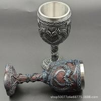 ราคา Double Dragon Goblet Bar เครื่องประดับแก้วไวน์ฮาโลวีนสร้างสรรค์บรรเทารูปร่าง Flying Dragon Goblet ส (24335389026)