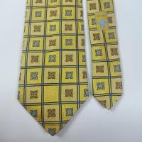 ราคา เนคไทมือสองGianni Versace Tie Yellow Gold Plaid Silk Necktie Made in Italy (40161987105)