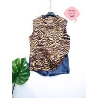 ราคา เสื้อมือสอง เสื้อสาวอวบ เสื้อแขนกุด ลายเสือ ผ้าโพลี อก 52 ยาว 31 นิ้ว (8466666576)