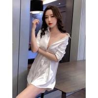 ราคา ∏❍เสื้อเชิ้ตทำงานแขนยาวผู้หญิงแขนยาวสีทึบขนาดใหญ่หลวมสีขาวสีทึบ (25553904160)