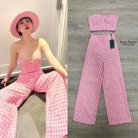 ราคา เซ็ตเสื้อเกาะอกลายสก็อตสีชมพู (18948350726)