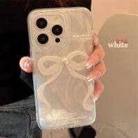 ราคา Simple สีขาว bowknot เคสโทรศัพท ์ สําหรับiPhone 11 11pro 12 13 13pro 14 14plus 15plus 15roMax Soft Tpuกันกระแทกป ้ องกันกรณี (22364563839)