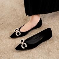 ราคา 3 สีส้นเตี้ยรองเท้าผู้หญิงชี้ Toe ปากตื้น Wedge รองเท้าเกาหลีรุ่น Classy Pearl ตกแต่ง Slip-On ฤดูใบไม้ผลิฤดูร้อน Commuter ออกเดทรองเท้า SO0K (52408853576)