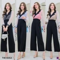 ราคา PP18064 Jumpsuit จั้มขายาวคอปกลายชิโนริ .. (23101692423)