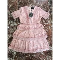 ราคา เดรสฉลุแต่งลูกไม้ ป้าย Love Lady ไซด์ L สีชมพูกะปิ คอวี ซับในทั้งตัว กระโปรงระบาย 3 ชั้น งานใหม่ป้ายห้อยจ้า (7815414978)