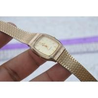 ราคา นาฬิกา Vintage มือสองญี่ปุ่น BUREN SWISS MADE ระบบ QUARTZ ผู้หญิง ทรงสี่เหลี่ยม กรอบทอง หน้าทอง หน้าปัด 23mm (23018447982)