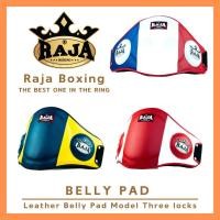 ราคา เป้าท้องหนังแท้ เป้าป้องกันหน้าท้อง Raja Boxing Belly Pad Model Three Locks (หนังวัวแท้ 100%) (26554942005)