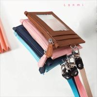 ราคา Lonmi Card Bag, PU Leather with Neck Lanyard Card Badge Holder, Casual Zipper Bag Coin Purse Office Supplies (27675226953)