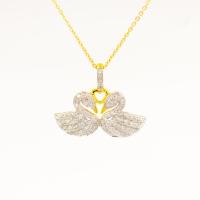 ราคา จี้หงส์คู่ ขั้วเพชร จี้เพชรแท้ ตัวเรือนทองแท้ 37.5% (9K) PD116 (18993788458)