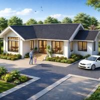 ราคา แบบบ้านสำเร็จรูปชั้นเดียวหลังคาทรงจั่ว3ห้องนอน3ห้องน้ำ..(แบบบ้านศุภากานต์-004) (57007836255)