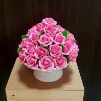 ราคา ดอกไม้ดินปั้น พานพุ่มกุหลาบ ขนาดพานกว้าง 6" (6037815509)