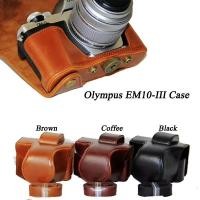 ราคา ใหม่ Pu หนังกระเป๋ากล้องสําหรับ Olympus EM10 III EM10 Mark III กระเป๋ากล้องพร้อมสายคล้อง (57958608829)