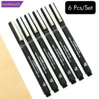 ราคา LOVETOUCH 6PCS Uni Pin Drawing Pen Fine Line 005 01 02 03 05 08 ปากกาเข็ม K6W4 (57656412978)