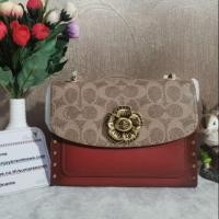 ราคา Coach 30592 Parker 18 In Signature Canvas With Rivets COLOR: Rust/Brass (3716878830)