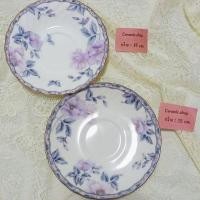 ราคา จานรองแก้ว แบรนด์ Hoya bone china ลายดอกไม้สีม่วง จานขนม (25931072311)