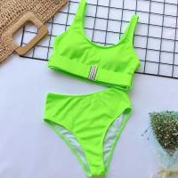 ราคา ❤ 2022 New Y High Waist Swimsuit Women Swimwear Bandeau Push Up Bikini Set Buckle Bathing Beach W (27951942555)