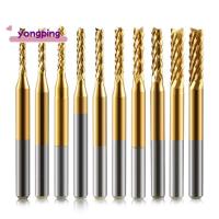 ราคา End Mill ชุด,10 ชิ้นไทเทเนียม Coat End Mill,1/8 นิ้ว Shank 0.6-1.5 มิลลิเมตร Micro-Type End Mill แกะสลัก Bits CNC Router Bits (55906114796)